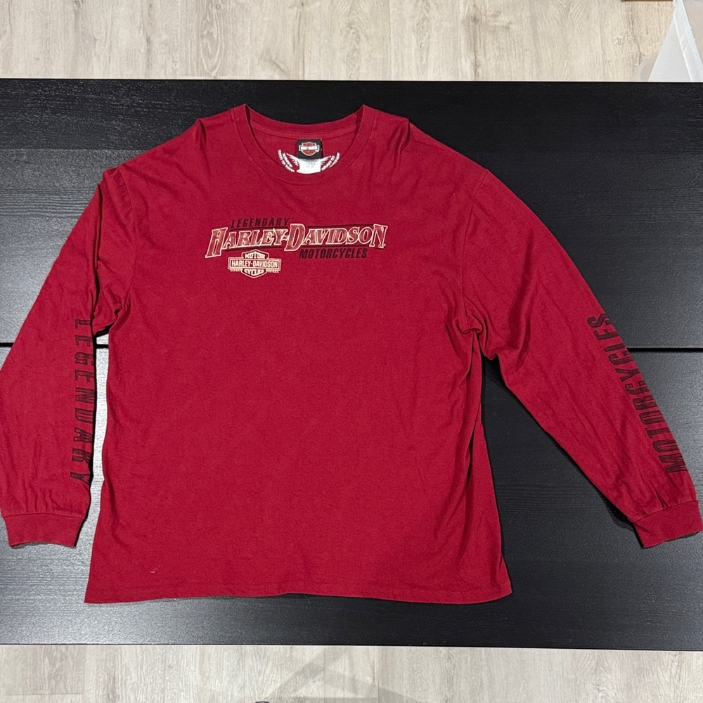 Harley-Davidson Men's Bold Red Long Sleeve Tee Shirt - 2XL